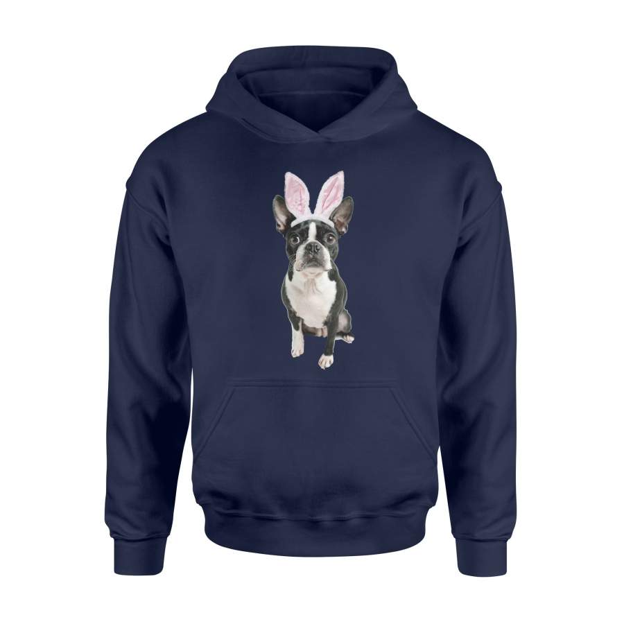 Boston Terrier Wearing Easter Bunny Ears Dog Hoodie