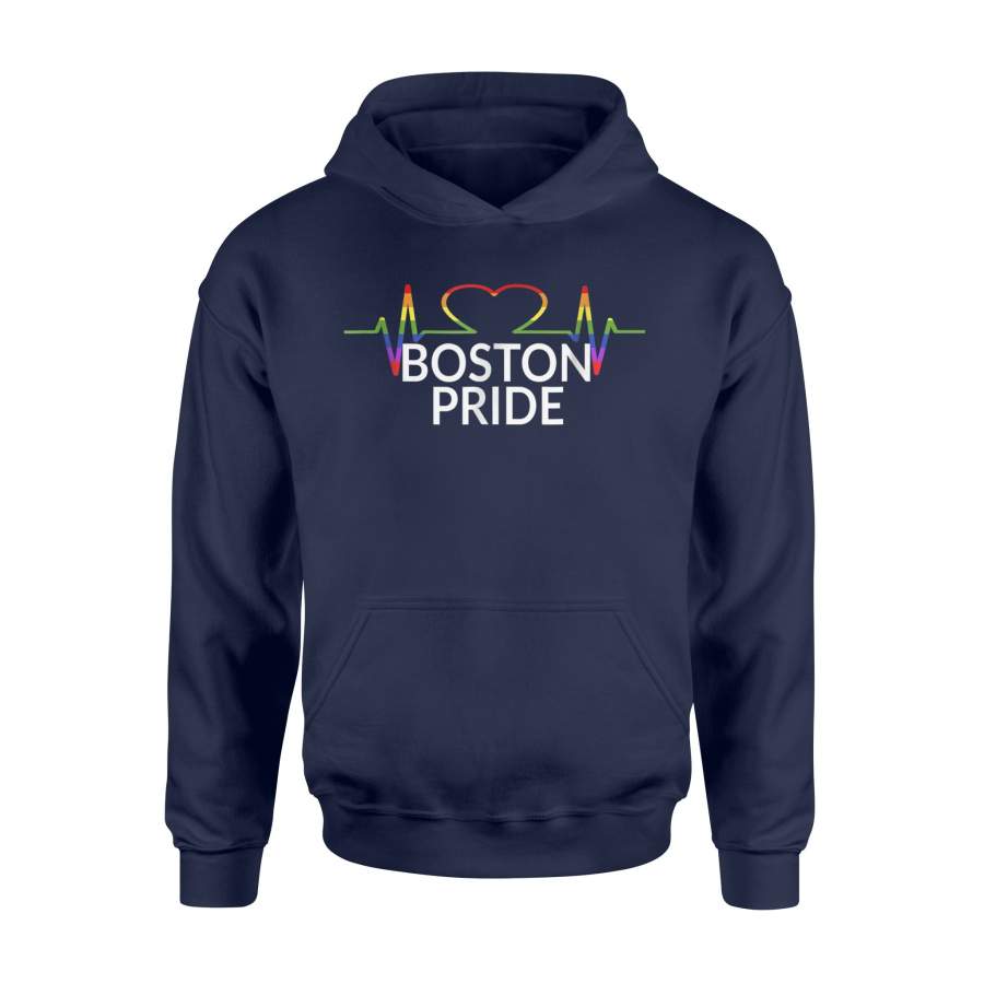 Heartbeat Boston LGBT LGBTQ Rainbow Flag Gay Pride Hoodie