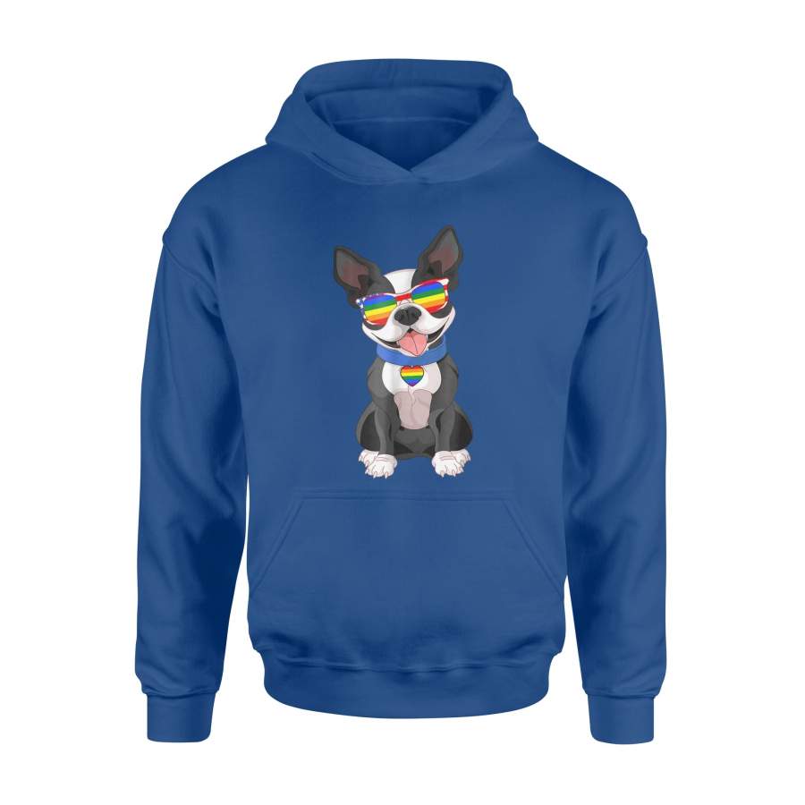 Gay LGBT Pride Flag Boston Terrier Hoodie