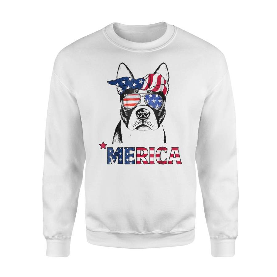 Boston Terrier Mom USA American Flag For 4th Of July Sweatshirt