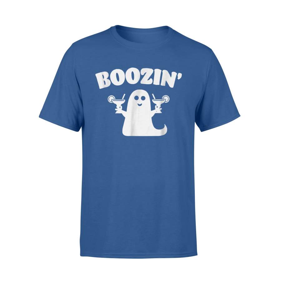 Boozin Ghost Wine Drinking Distressed Halloween t shirt