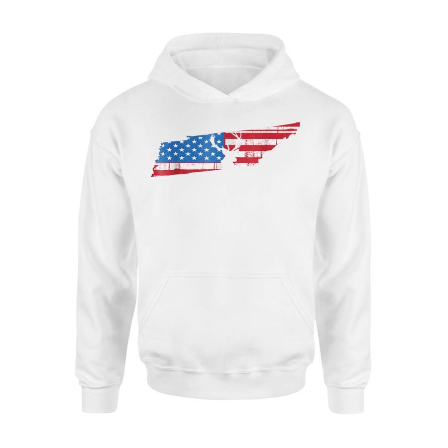 American Flag Tennessee Deer Hunting Patriotic Premium Hoodie