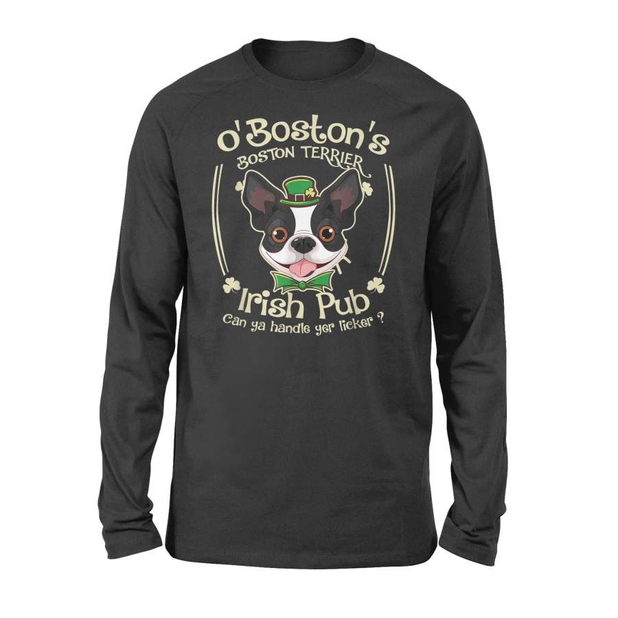 Funny St Patricks Day Boston Terrier Dog Irish Pub Long Sleeve T-Shirt