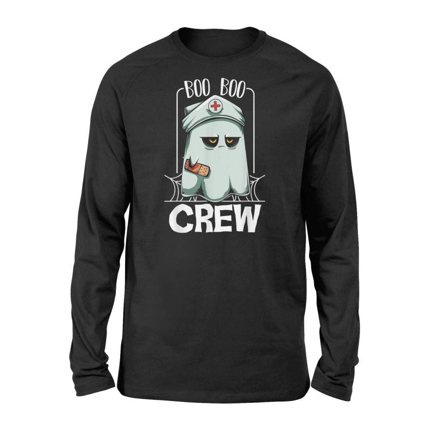 Boo Boo Crew Nurse Ghost Funny Scary Halloween Quotes Long Sleeve T-Shirt