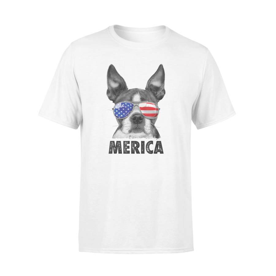 Boston Terrier 4th Of July Merica Usa Flag T-Shirt