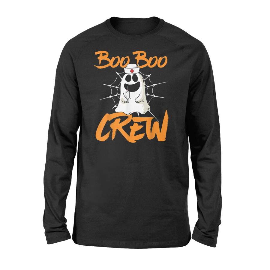 Funny Halloween Nurse Nursing Ghost Boo Boo Crew Long Sleeve T-Shirt