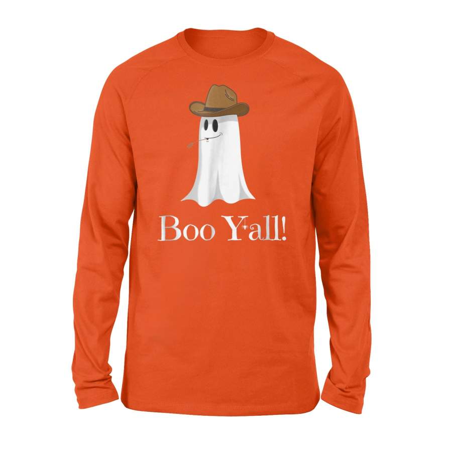 Boo Y’all! Funny Halloween Cowboy Hat Ghost Long Sleeve T-Shirt