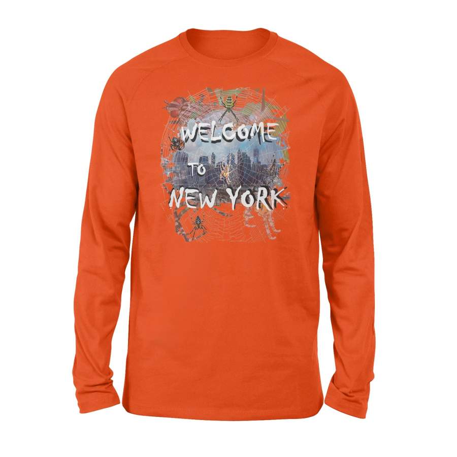 Halloween Welcome To New York Spiders Web Funny NYC Long Sleeve T-Shirt