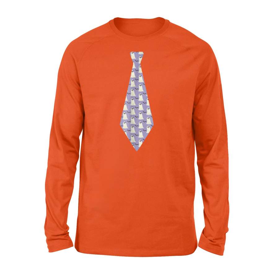 Halloween Ghosts Pattern Tie Long Sleeve T-Shirt