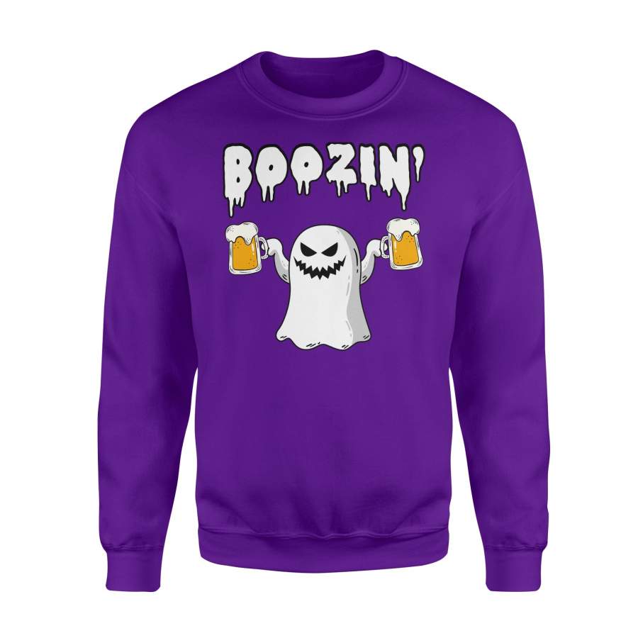 Ghost Halloween Boozin’ Funny Beer Drinking Party Halloween Sweatshirt