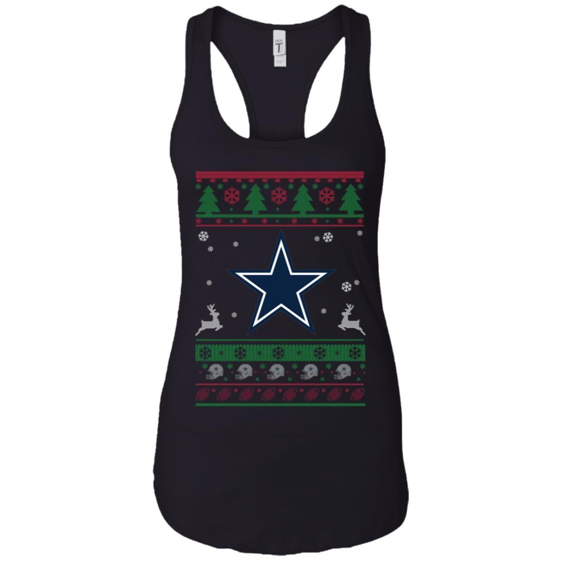 Dallas Cowboys Logo Football Teams Ugly Christmas Sweater Women Tank