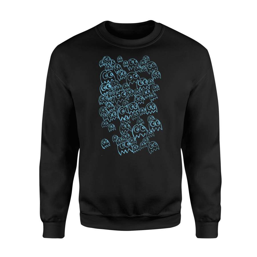 Ghost Party Blue Print Vintage Video Game Style Sweatshirt