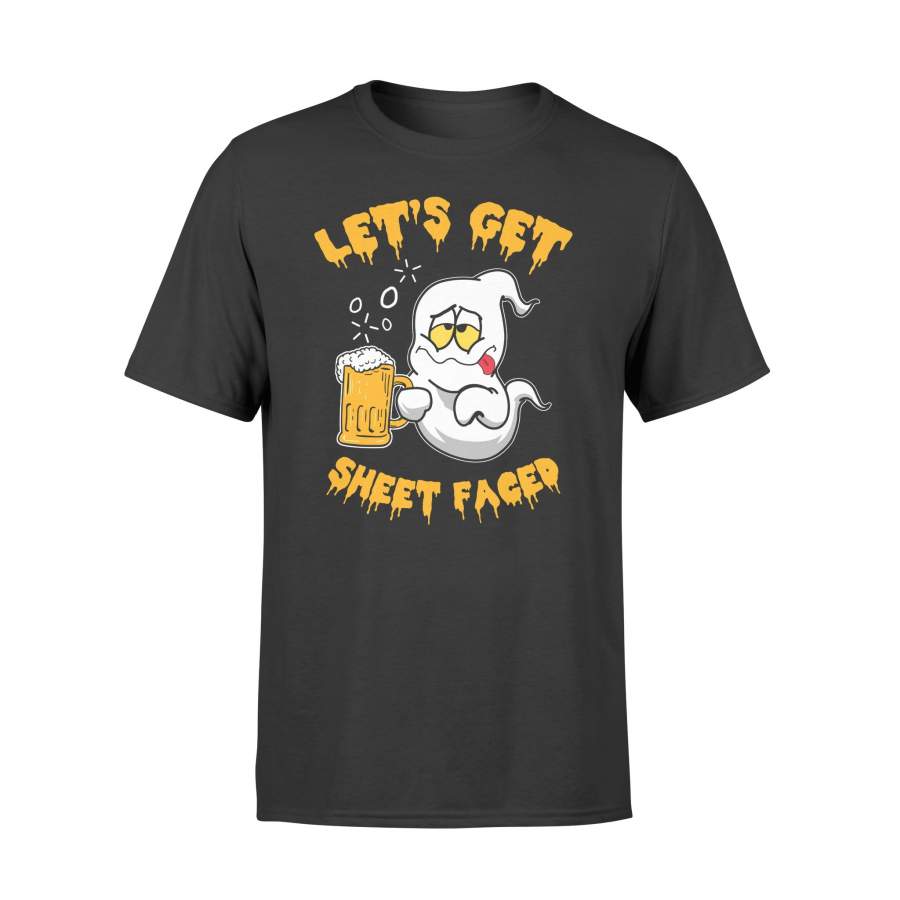 Halloween Ghost Beer Lets Get Sheet Faced Drinking Halloween t shirt