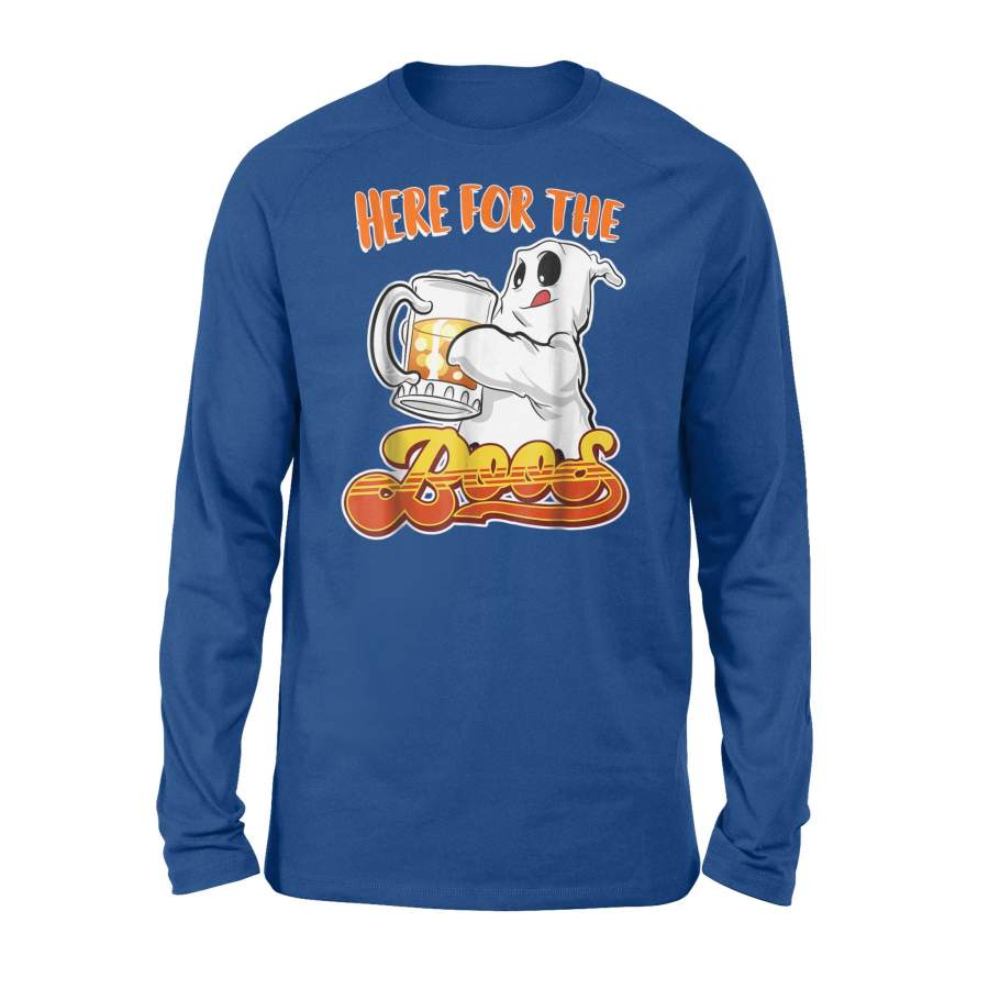 Here For The Boos Halloween Ghost Drinking Halloween Long Sleeve T-Shirt