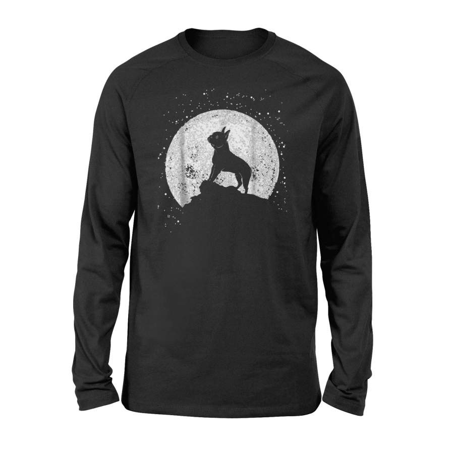 Boston Terrier And Moon Halloween Long Sleeve T shirt