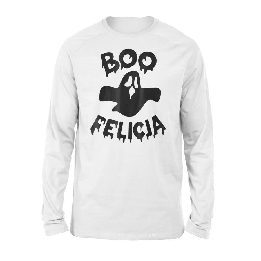 Boo Felicia, Funny Halloween Ghost, Punny, Pun Halloween Long Sleeve T shirt