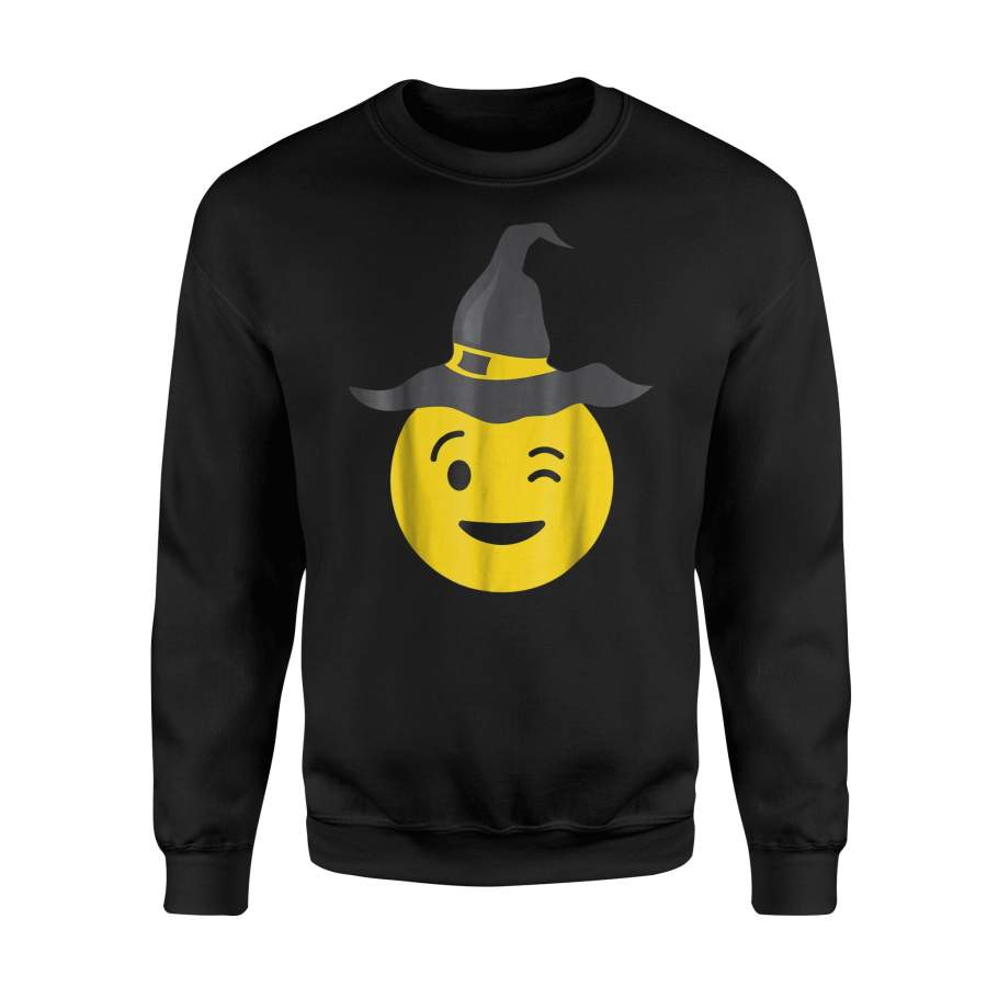 Emoji Wink Blink Winky Witch Hat Funny Halloween Sweatshirt