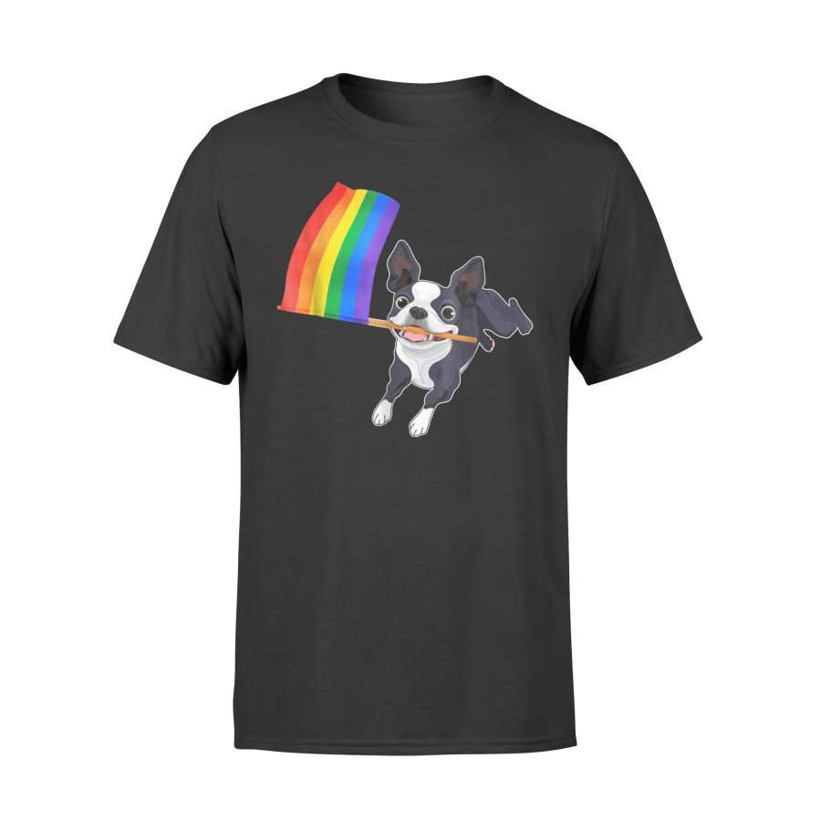 Gay Pride Flag Boston Terrier For Dogs Lovers Owners T Shirt