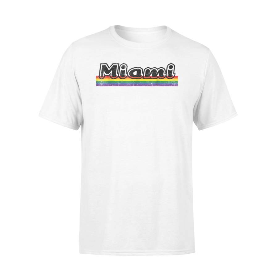 Gay Pride Miami Rainbow LGBTQ Distressed T Shirt