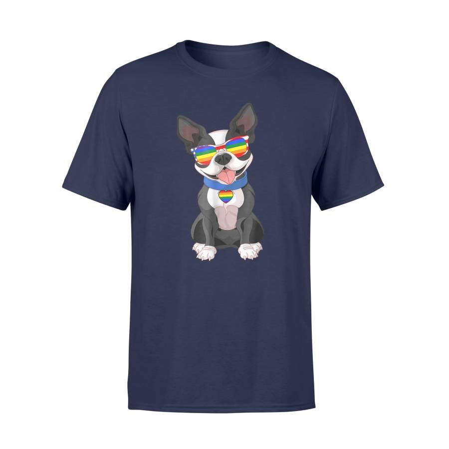 Gay LGBT Pride Flag Boston Terrier T Shirt