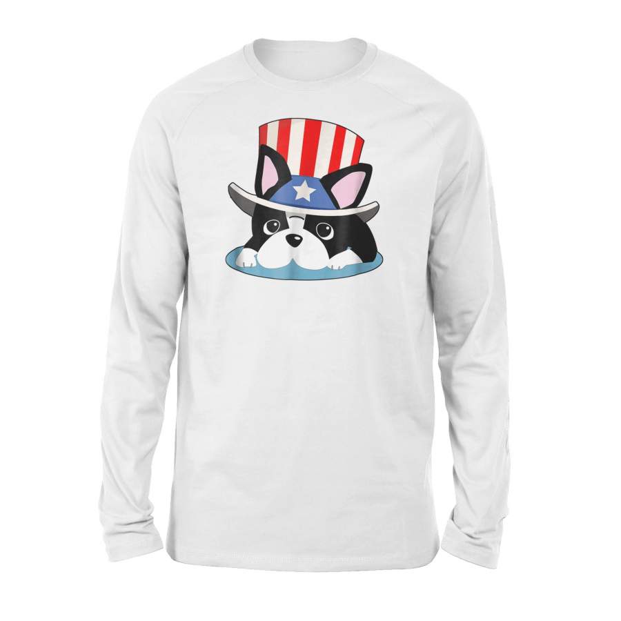 Boston Terrier 4th Of July Uncle Sam Hat July 4 Tee Premium Long Sleeve T-Shirt