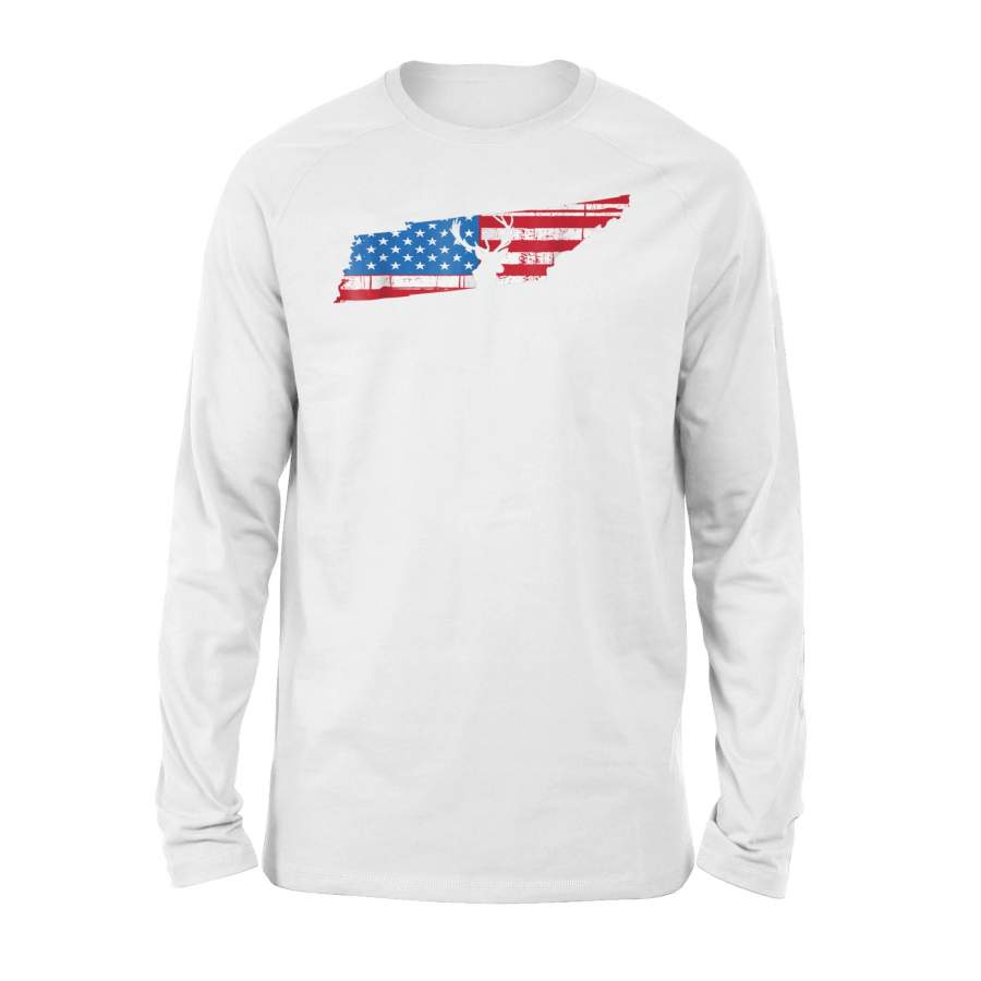 American Flag Tennessee Deer Hunting Patriotic Premium Long Sleeve T-Shirt