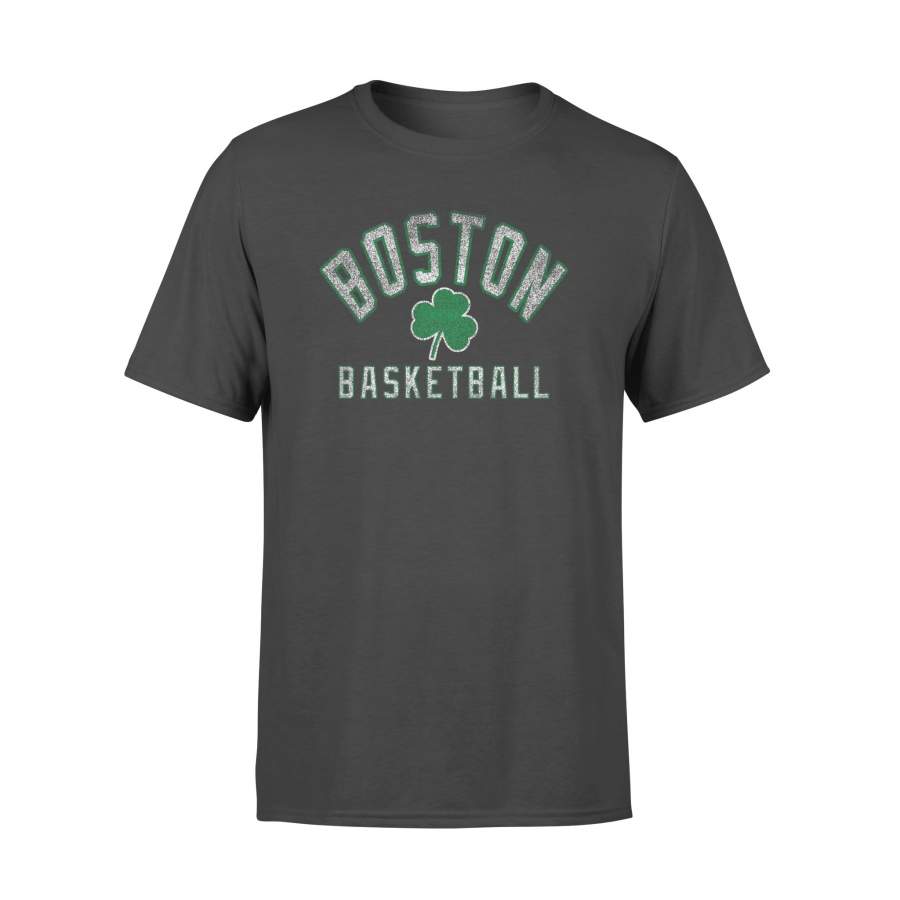 Boston Shamrock Fan Distressed Basketball Green Clover Hoops Gift Shirt – Standard T-shirt