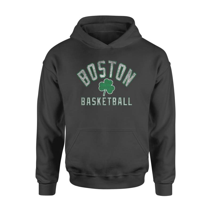 Boston Shamrock Fan Distressed Basketball Green Clover Hoops Gift Shirt – Standard Hoodie