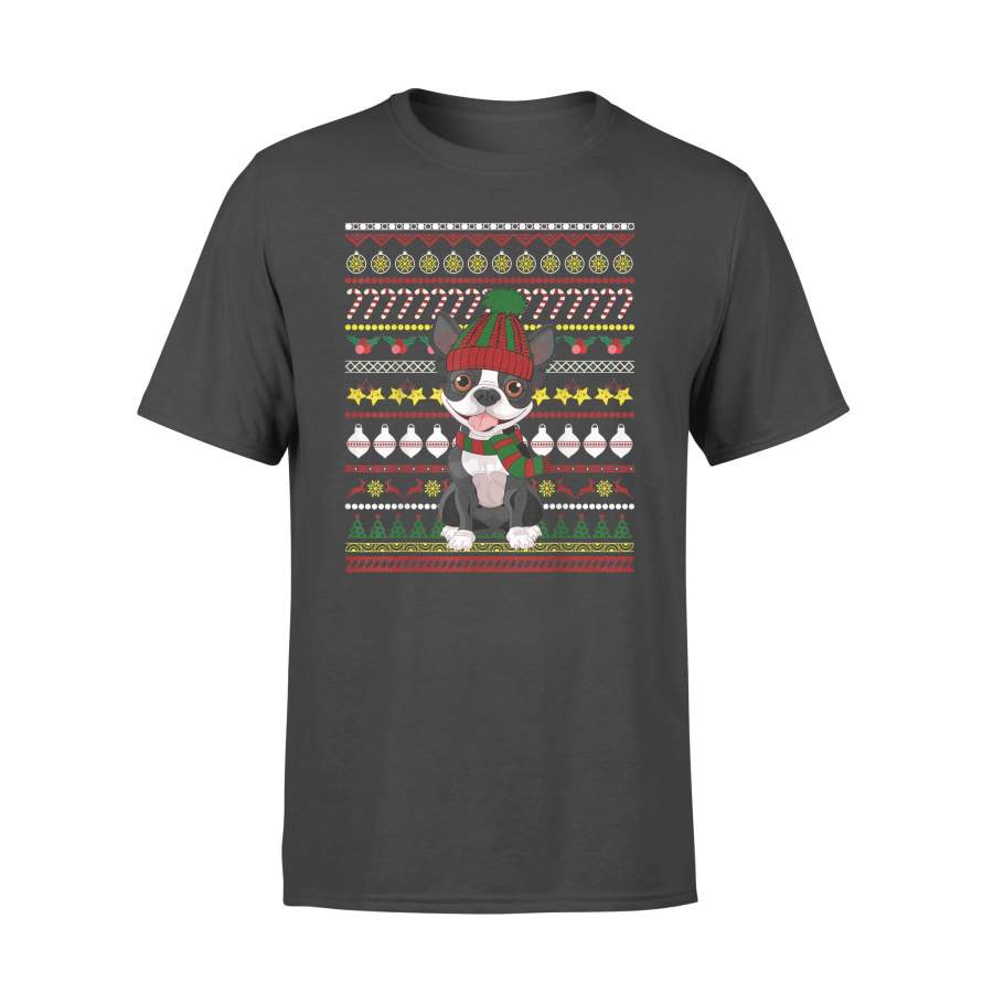 Boston Terrier Santa Claus Ugly Sweater Dog Gift T Shirt – Standard T-shirt