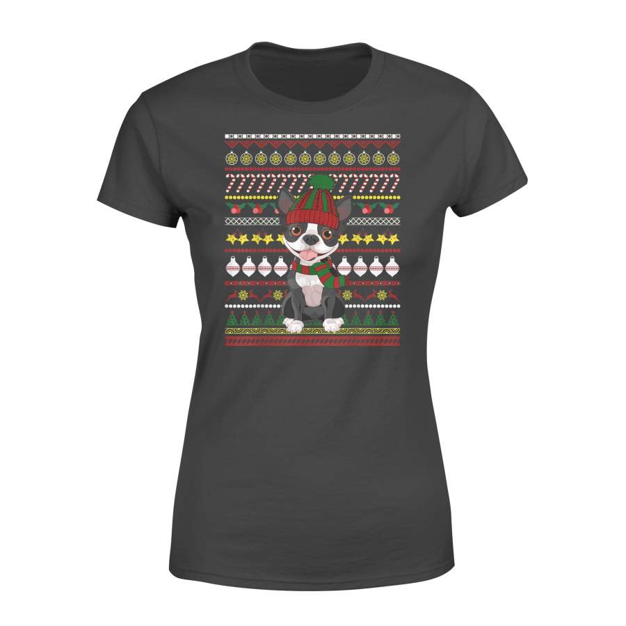 Boston Terrier Santa Claus Ugly Sweater Dog Gift T Shirt – Standard Women’s T-shirt