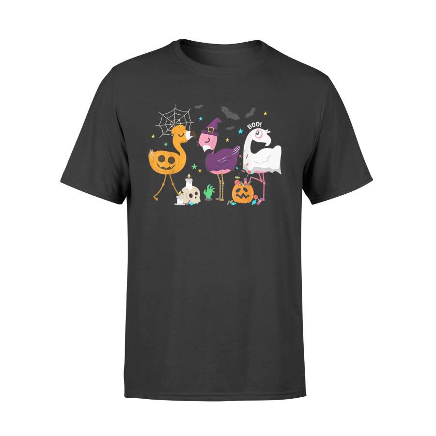 Halloween T-Shirt Flamingo Halloween Pumpkin Witch Ghost T-Shirt – Standard T-shirt