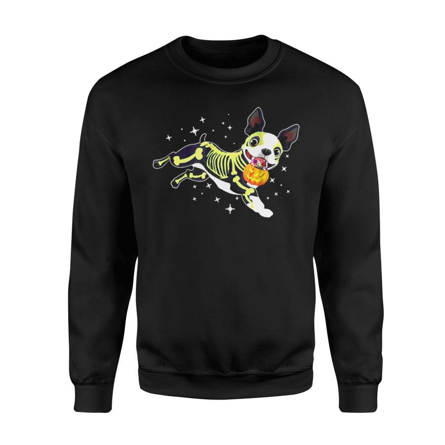 Halloween T-Shirt Boston Terrier X Ray T-Shirt Dog Halloween Shirt – Standard Fleece Sweatshirt