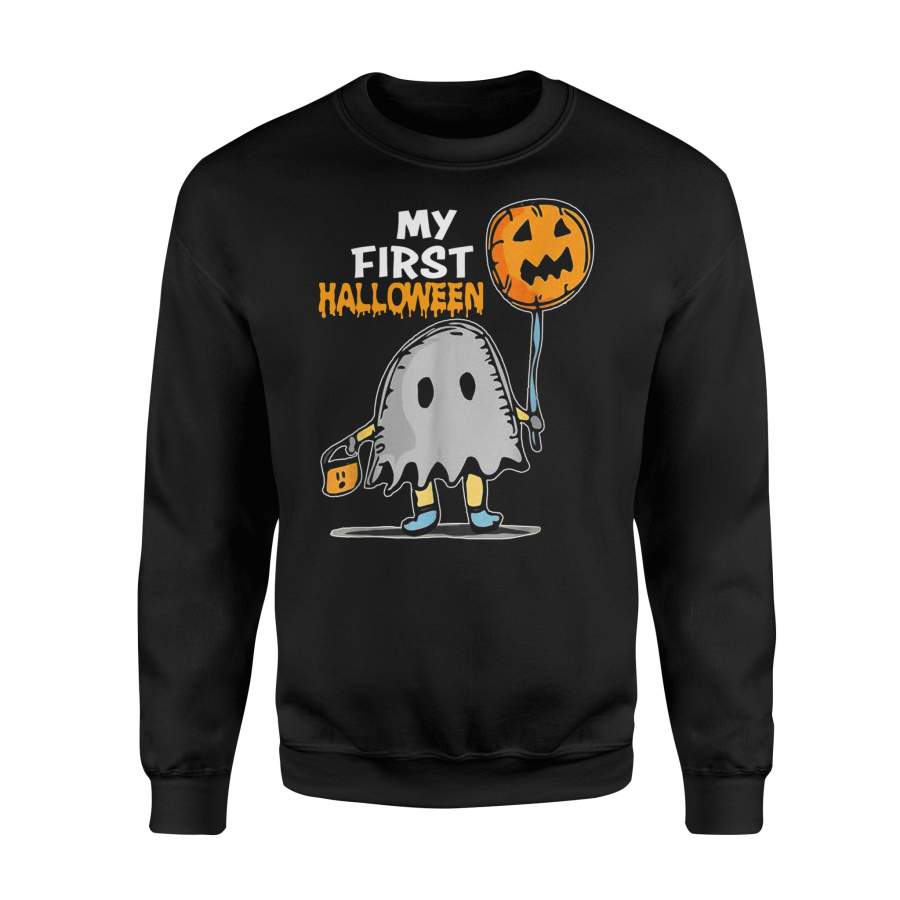 Halloween T-Shirt Ghost Pumpkin T-Shirt My First Halloween Shirt – Standard Fleece Sweatshirt