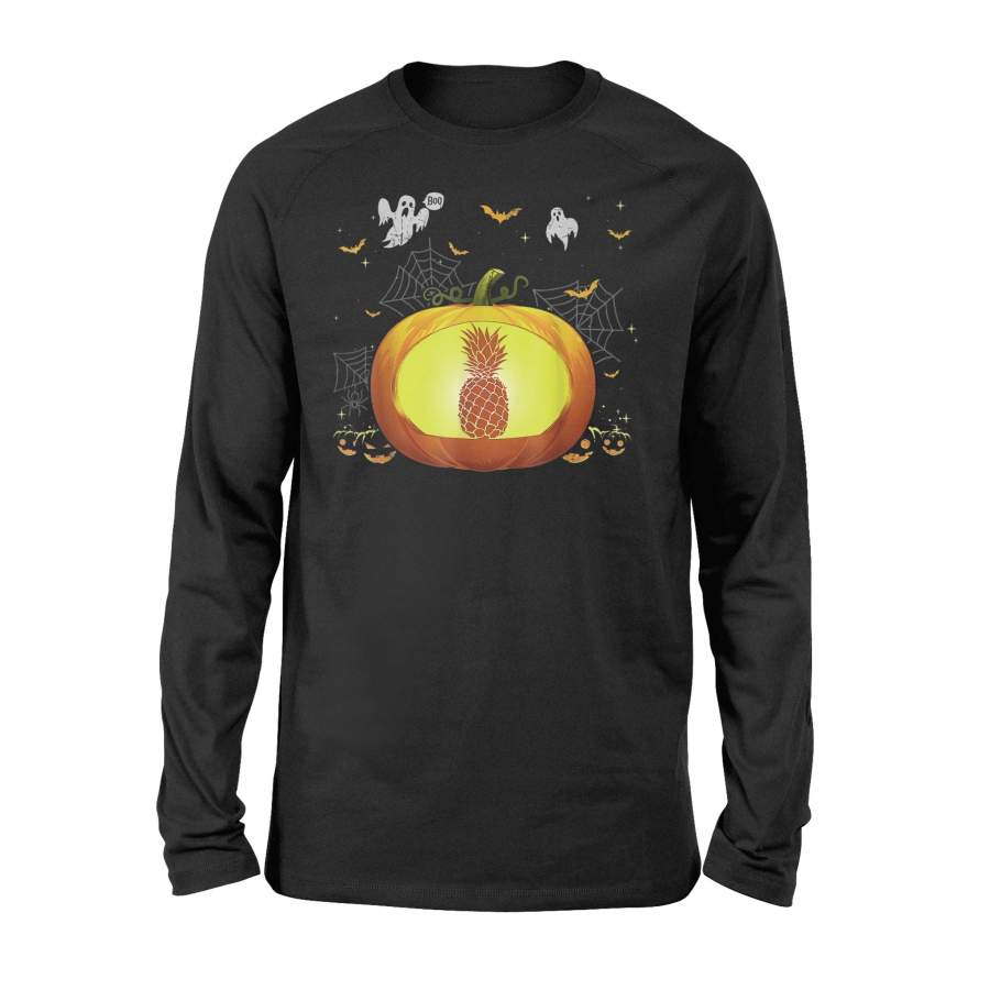 Halloween T Shirt Pineapple Pumpkin With Ghost T-Shirt – Standard Long Sleeve