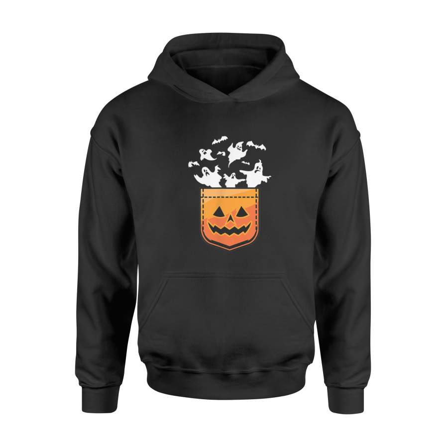 Halloween T Shirt Ghost Flyiing Pocket T-Shirt Pumpkin Pocket Shirt – Standard Hoodie