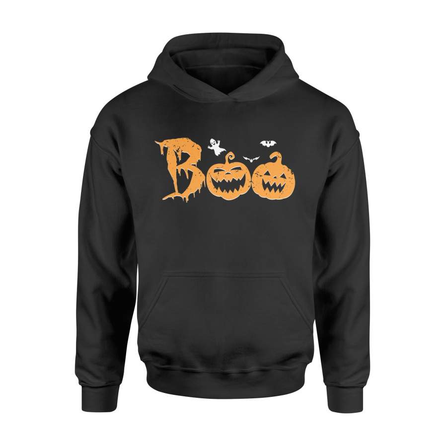 Halloween T-Shirt Boo Pumpkin T Shirt With Bat And Ghost Shirt – Standard Hoodie