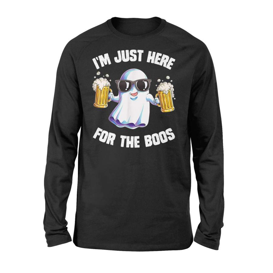 Halloween T Shirt I’m Just Here For The Boos T Shirt Ghost Halloween Shirt – Standard Long Sleeve