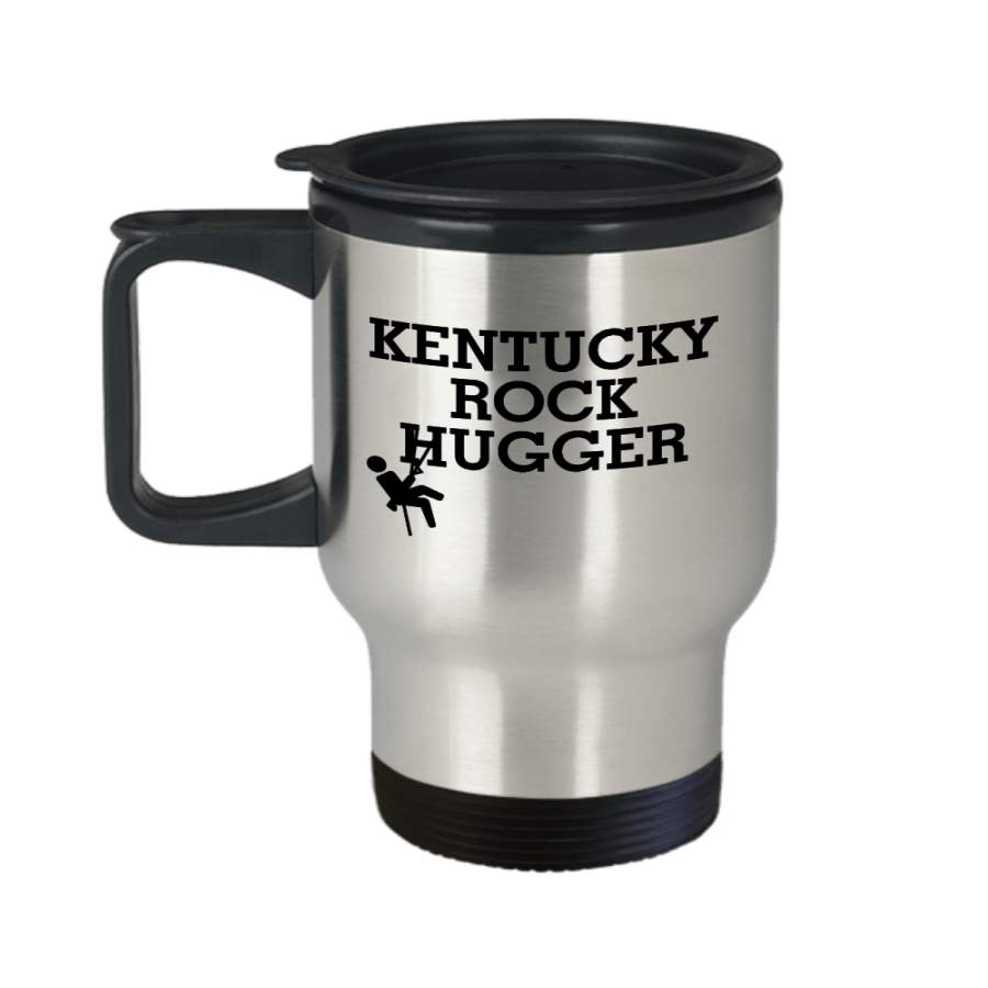 Best Rock Climber Gift Coffee mug, Kentucky Rock Hugger -Travel Coffee Mug 14 oz For Mountain, Rock, Climber, Hiking, Camping