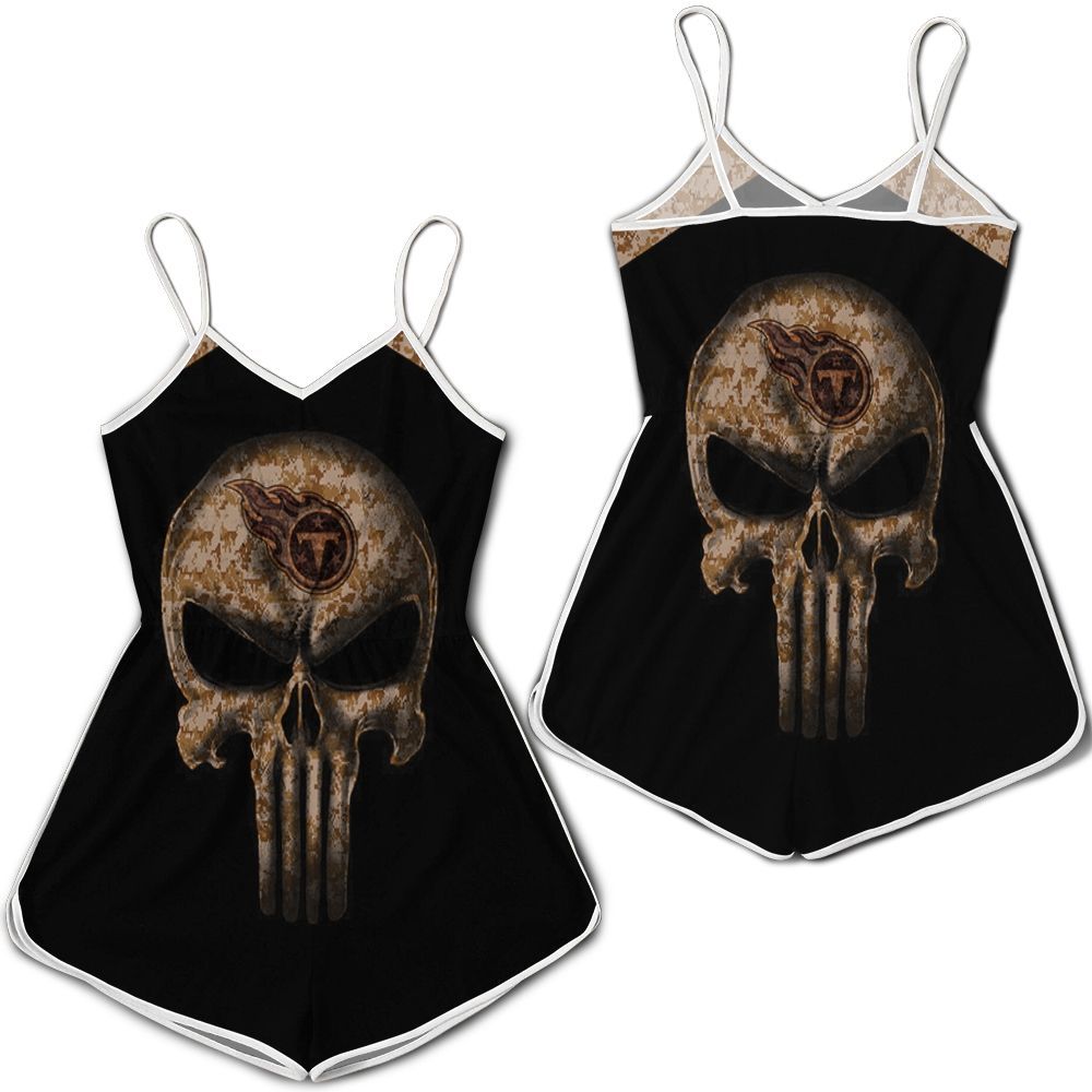 Camouflage Skull Tennessee Titans American Flag 3D Romper