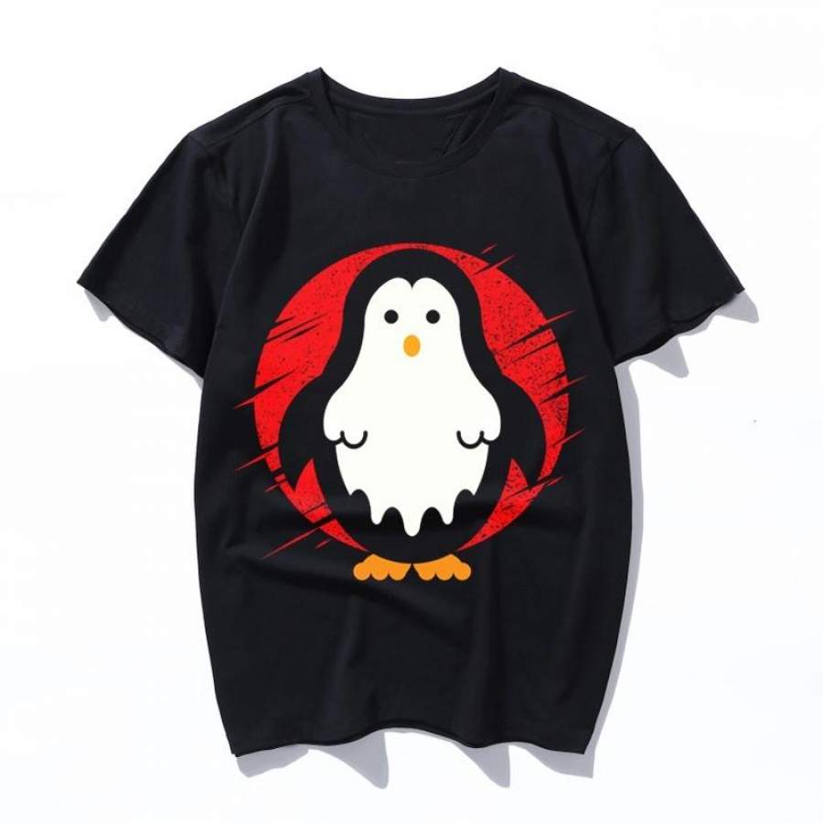 penguin ghost clothes Women T Shirt Art Oil Painting Graphic aesthetic Cute Female T-shirt Casual Harajuku Men Tshirt Funny Ulzzang