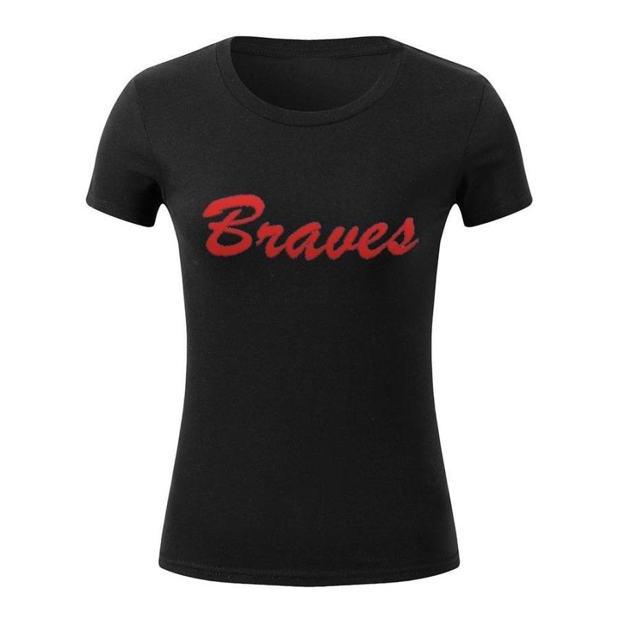 Atlanta Braveslbrand Logo/Picture Custom Men And Women Diy Cotton T Shirt Short Sleeve Casual