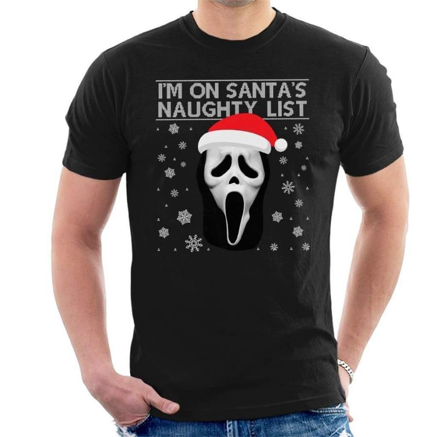 Christmas Scream Ghostface Naughty List Men’S T-Shirt