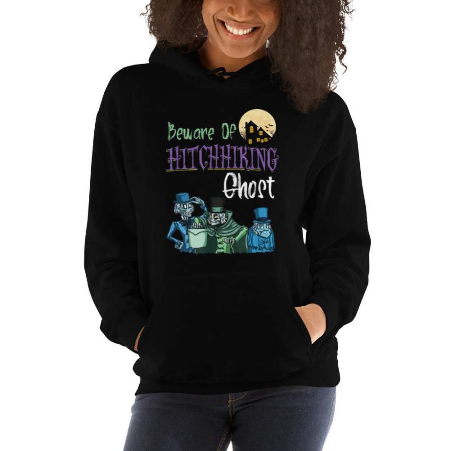 Beware of Hitchhiking Ghosts Gift Funny Halloween Hooded Sweatshirt