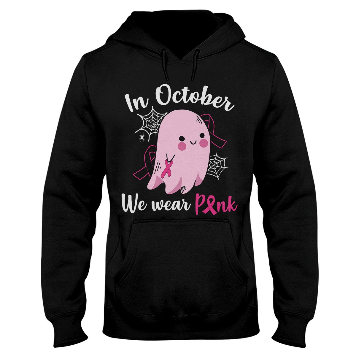 In October We Wear Pink Ghost Breast Cancer Awareness Shirt, Breast Cancer Awareness Month Hoodie