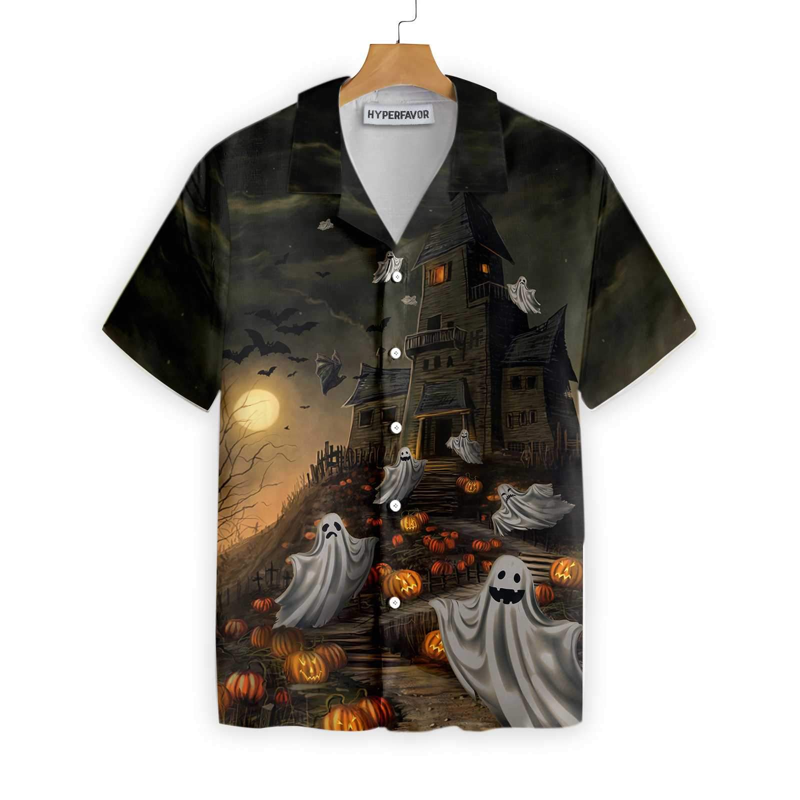 Haunted House For Ghost Halloween Hawaiian Shirt, Halloween Shirt For Men And Women