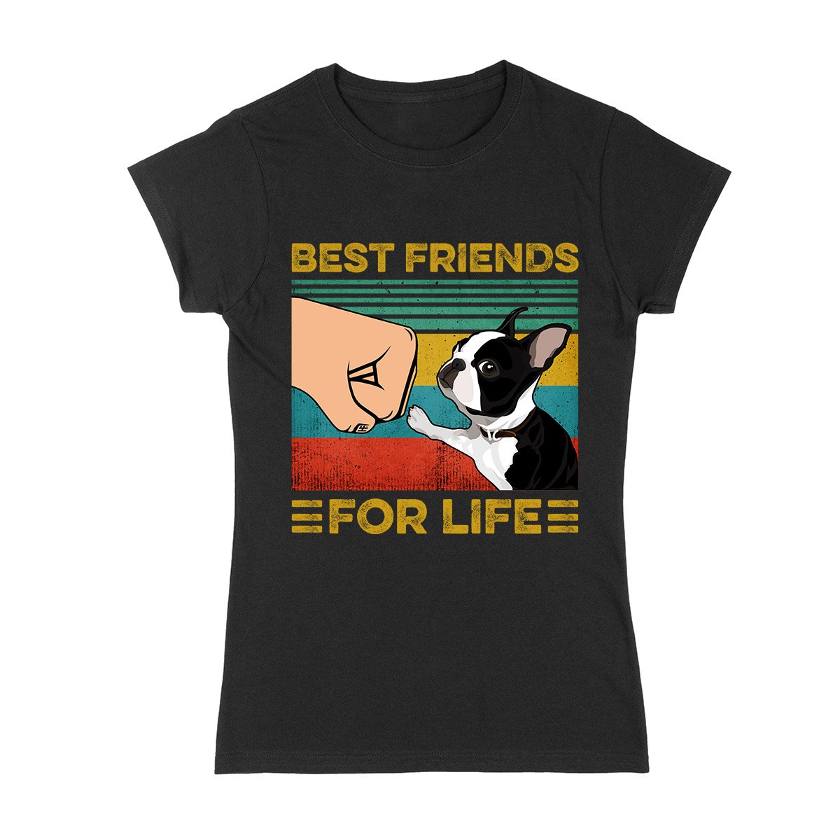 Boston Terrier Best Friends For Life 01 Ez03 1104 Ladies T-Shirt