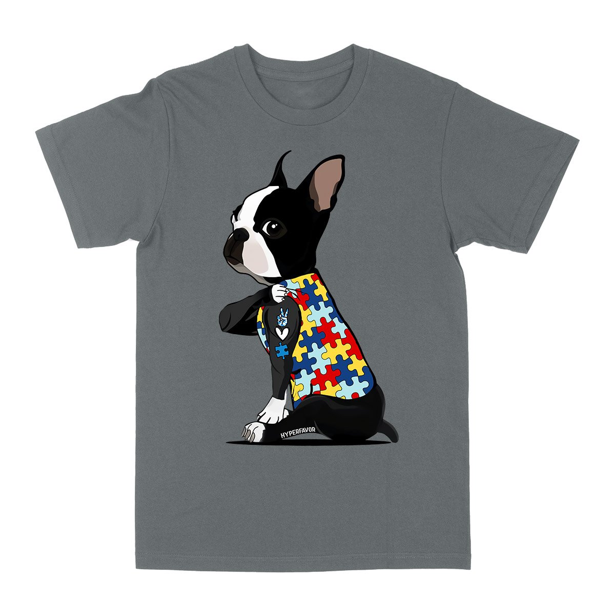 Boston Terrier Autism Awareness Peace Love Ez06 0504 Classic T-Shirt