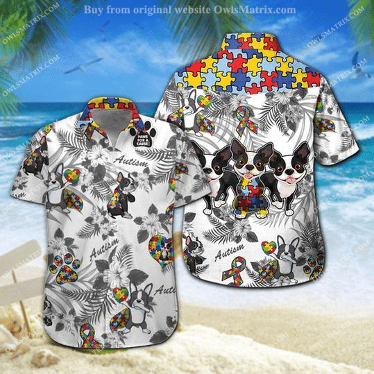 Boston Terrier Autism Hawaiian Shirt