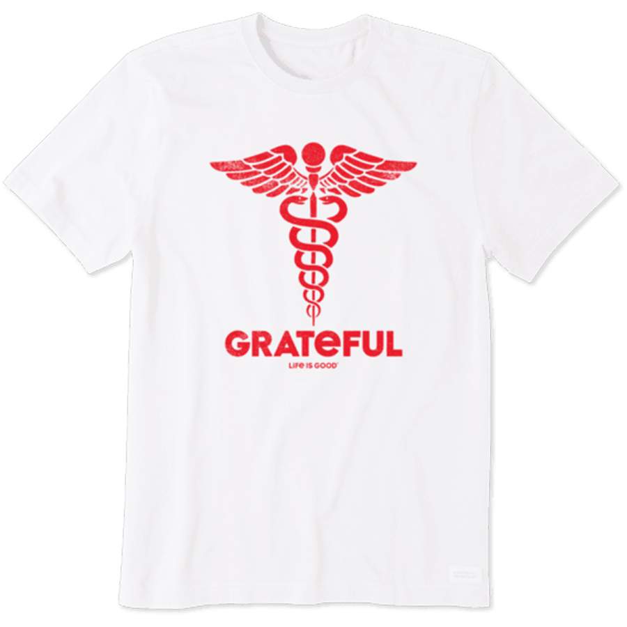 Life Is Good Men’s Cloud White Grateful For Medical Workers Crusher Tee