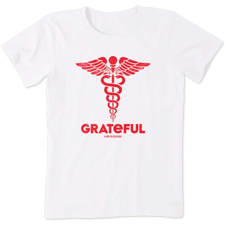 Life Is Good Women’s Cloud White Grateful For Medical Workers Crusher Tee